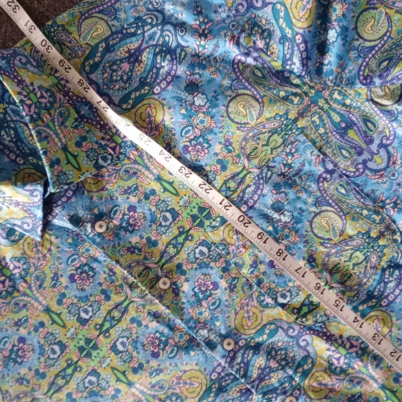 💙Alan Flusser💙 - Blue/Multi Paisley L/S Button Down - Picture 12 of 13